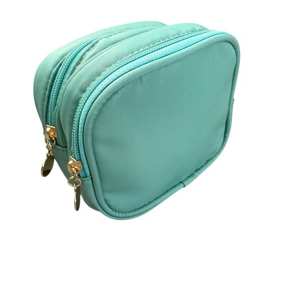 Nylon Small Makeup Pouch Double Zipper Cosmetic Bag Travel - Picture 2 of 8